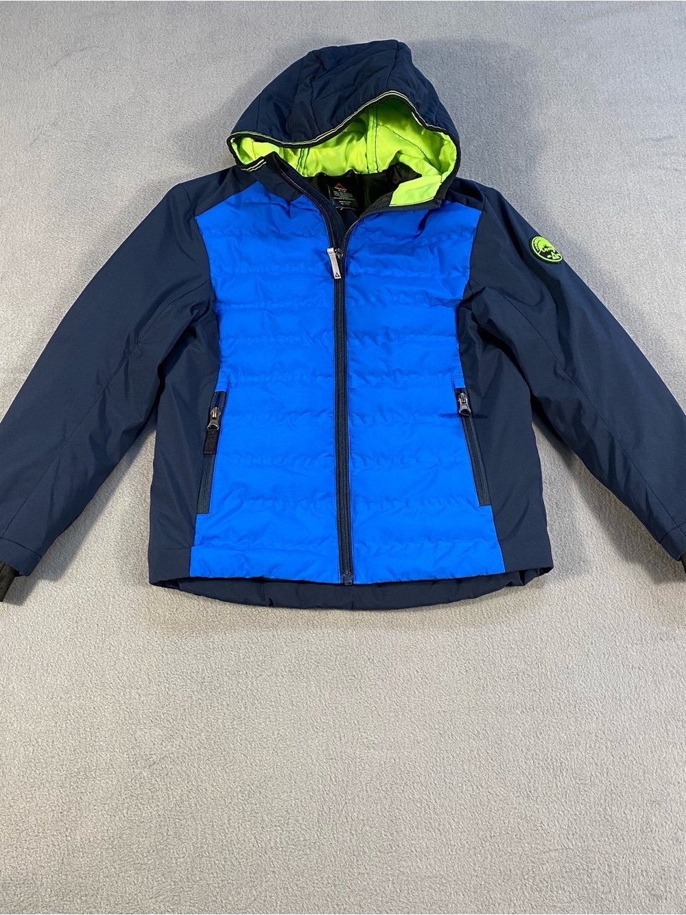 Gerry Boys’ Blue & Navy Long sleeves zip up Hooded Winter Jacket, size 7/8